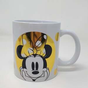 Galerie Disney Minnie Gold foil Large 16 Oz Coffee mug cup In Used condition